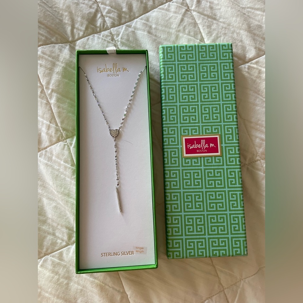 Isabella M. Boston Sterling Silver Heart Drop Necklace